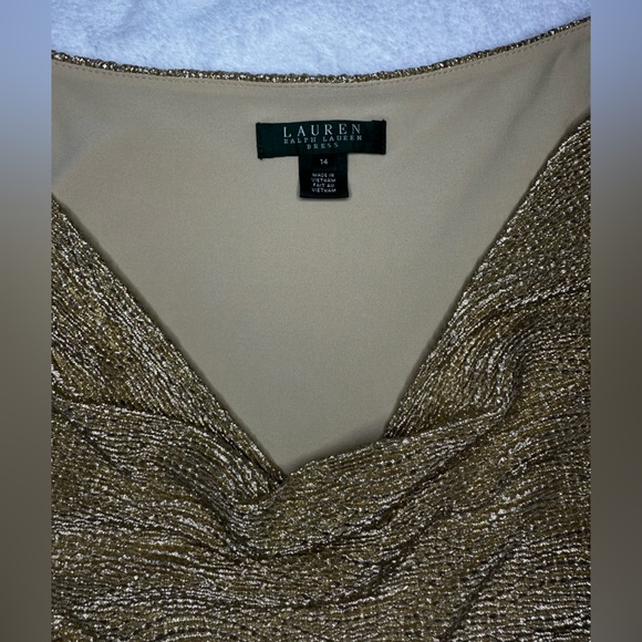 🌟LAUREN Ralph Lauren Gold cocktail dress Size14 - Picture 7 of 11